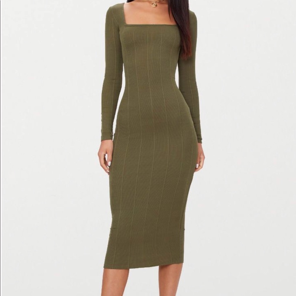 Green midi dress, pretty little thing
